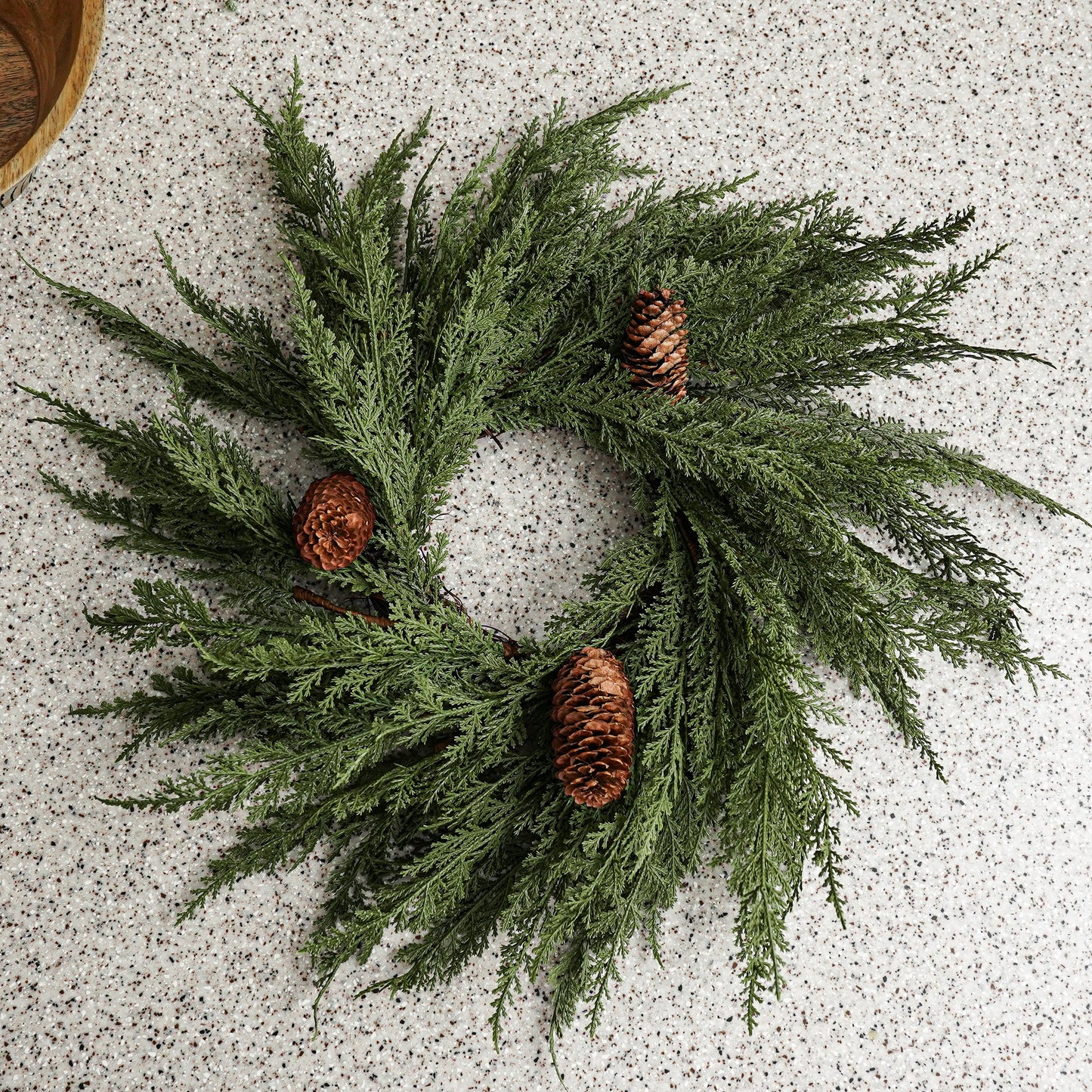 Real Touch Cedar and Pinecone Small Wreath