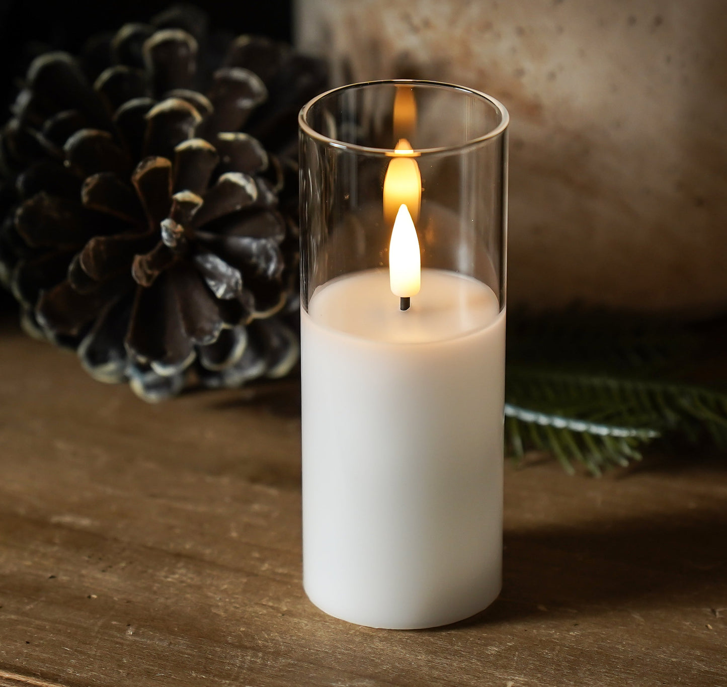 Glass Flameless White Candles