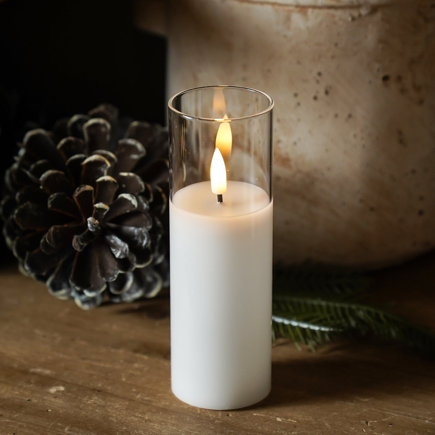 Glass Flameless White Candles