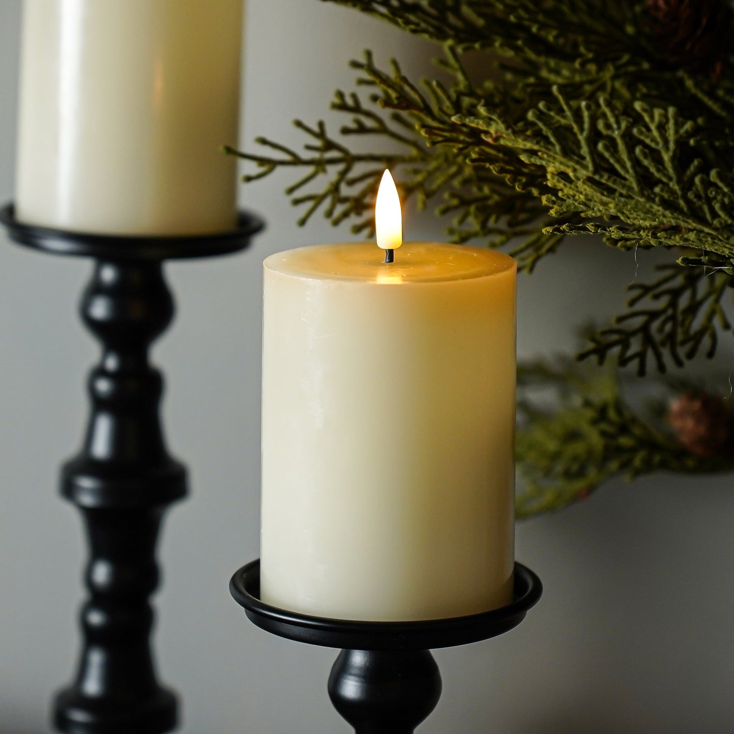 Flameless Ivory Pillar Candles