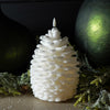 Flameless White Pinecone Candle