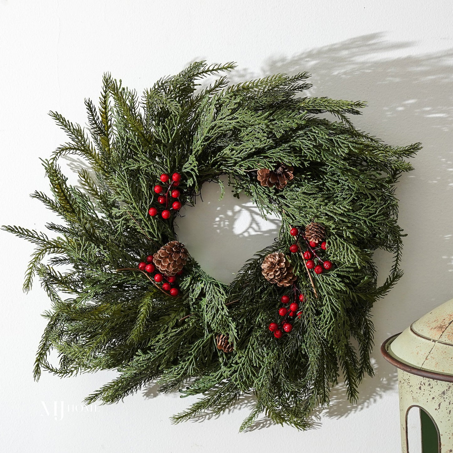 Cynthia Mixed Greenery and Red Berry Wreath