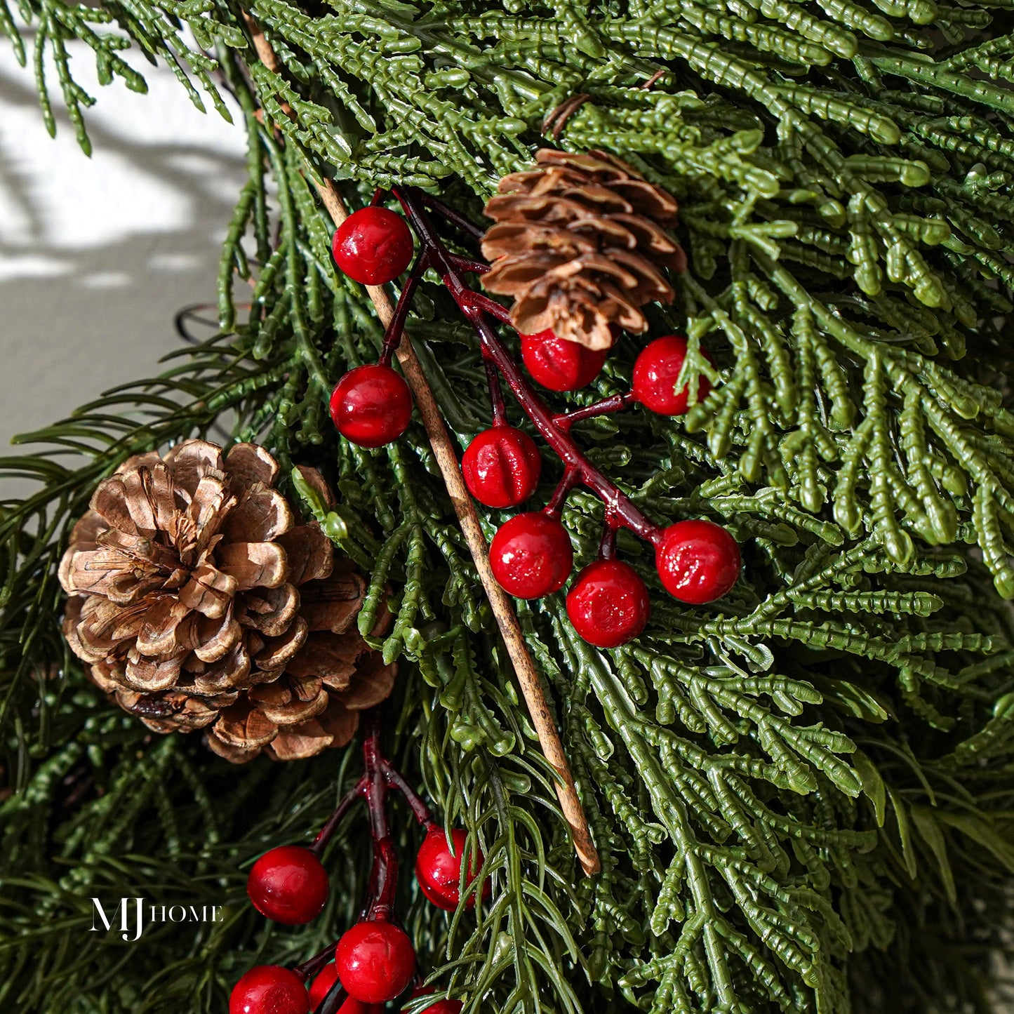 Cynthia Mixed Greenery and Red Berry Wreath