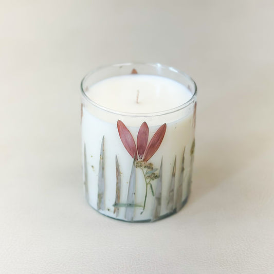 Pressed Flower Glass Jar Soy Candle | Napa Sunset