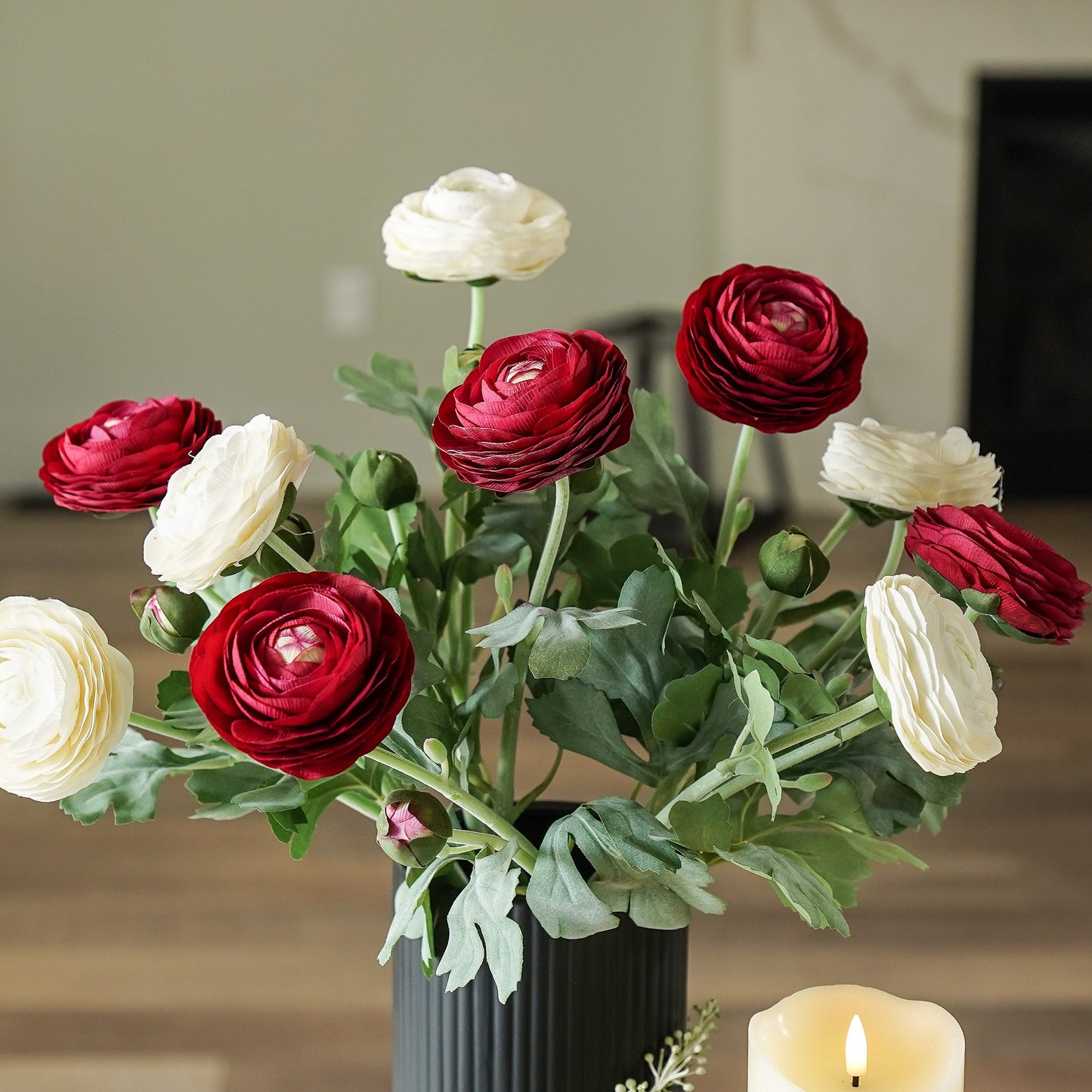 Real Touch Ranunculus Stem | Deep Red
