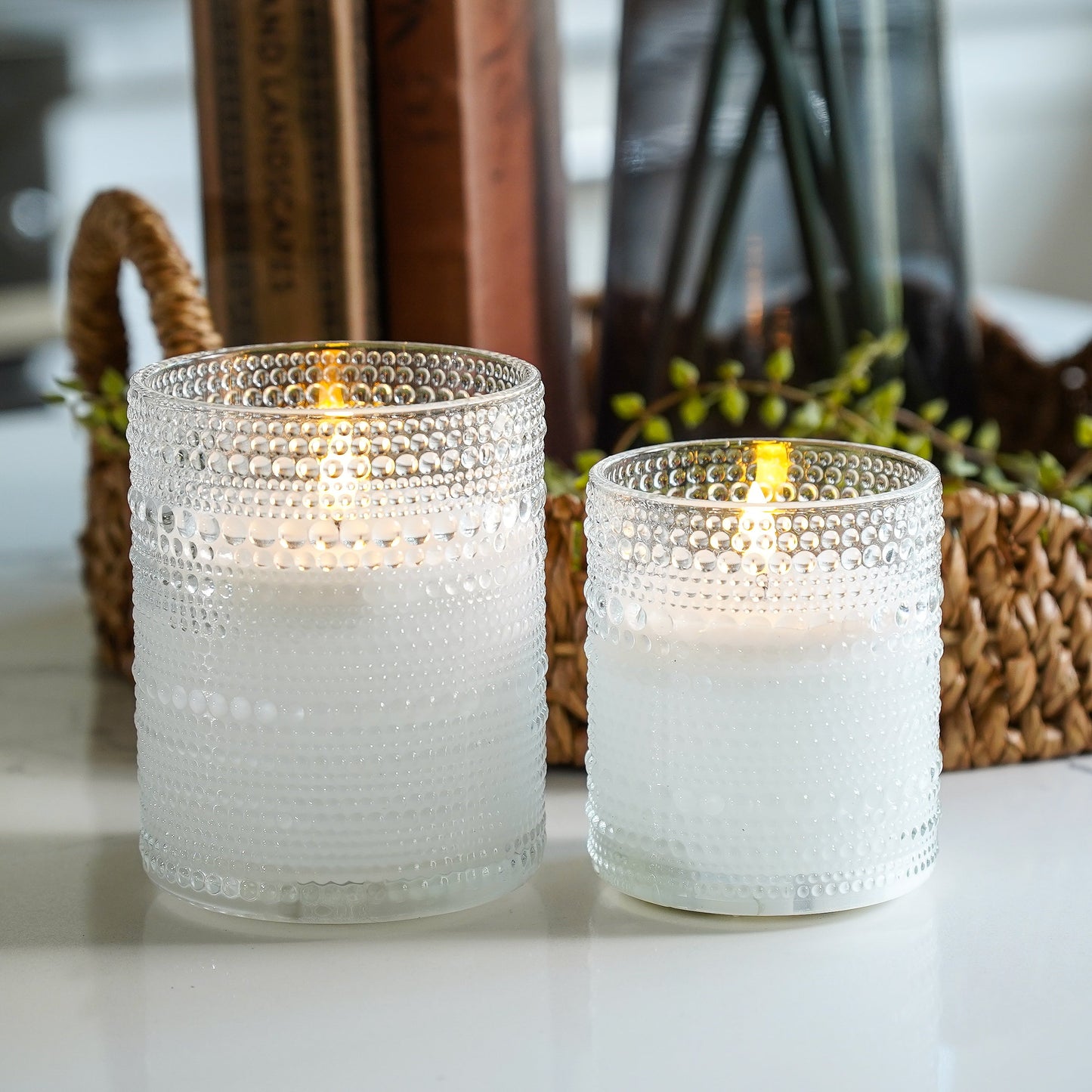 Depression Glass Flameless Candle