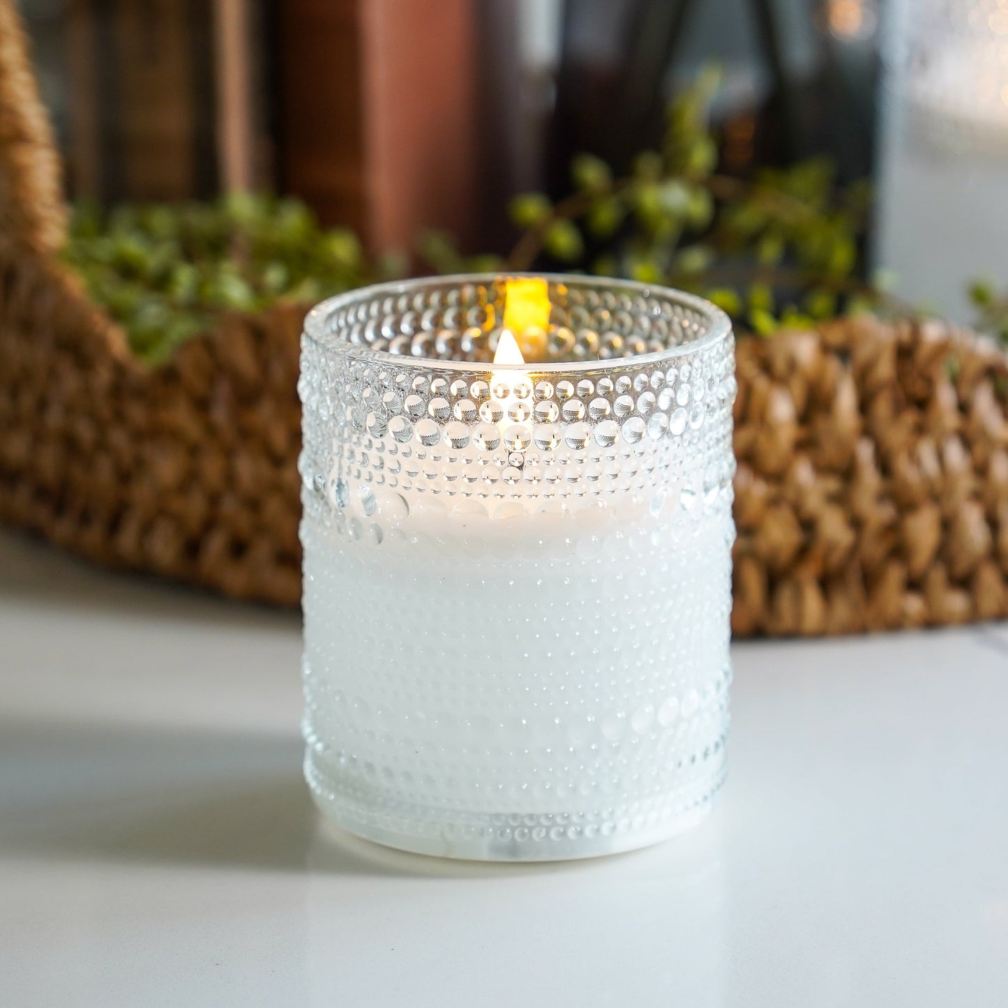 Depression Glass Flameless Candle
