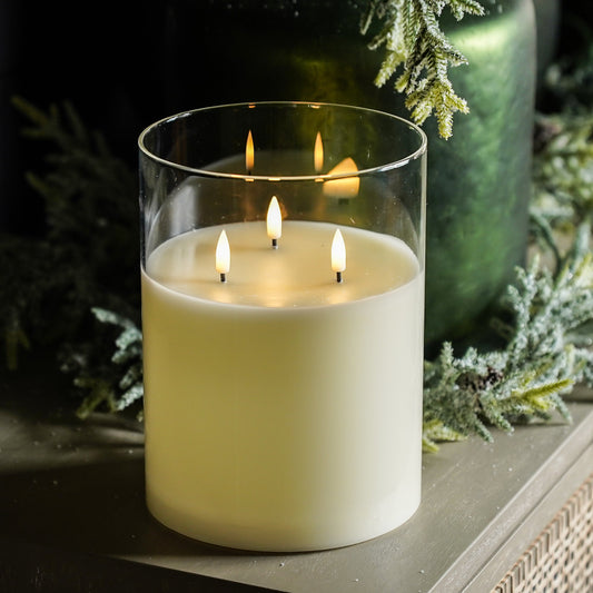 Flameless Triple Wick Glass Candle