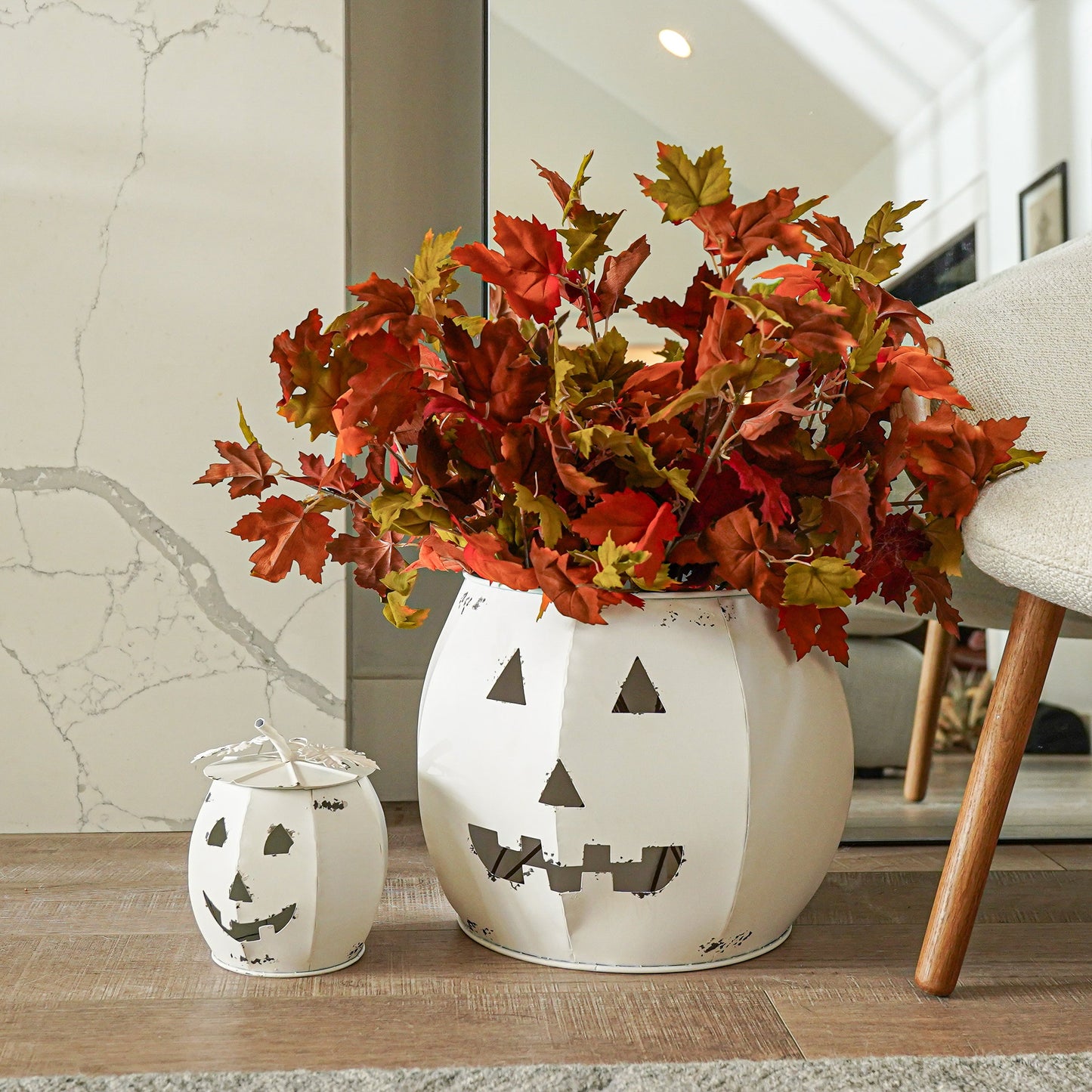 White Jack O' Lantern with Lid | Large